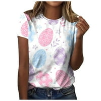 MLQIDK košulje za žene stilski uskrsni zeko grafički tisak vrhovi dame ležerne proljetne bluze s kratkim rukavima