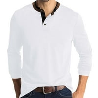 Muška ljetna ležerna majica s ovratnikom s dugim rukavima, vrhovi majica za muškarce, Muška odjeća, bijela