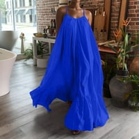 Ženske haljine povremene plave poliestere žene modno ležerno solidnu haljinu za kaiš.