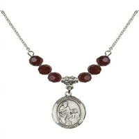 Ogrlica s rodijom s crvenim siječnjem rođenog mjeseca kamene kuglice i šarm svetog Zacharyja