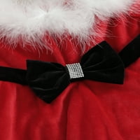Biekopu Girls Božićna haljina, crvena suknja s mjehurićima dugih rukava bez ramena s bijelim krznim rubom, 1-godina