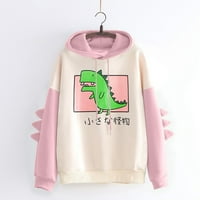 Junior Sweatshirt Zip Up tinejdžerke Slatke kapuljače dinosaura za žene padaju dukserice s dugim rukavima puloveri