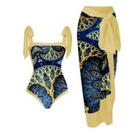 Ženski kupaći kostimi od 18-20 plus žuti srednji kupaći kostim s dva Vintage printa monokini bikini kupaći kostimi