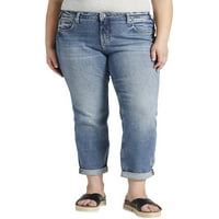 Silver Jeans Co. Ženska plus veličina Beau Mid Rise Slim Nog Traperice Veličine struka 12-24
