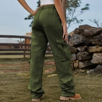 Ženske teretne traperice srednjeg struka široke traper hlače ravnog kroja ženske jednobojne Vintage hlače