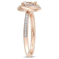Miabella Ženska karat T.G.W. Morganite & Carat T.W. Dijamantni 10KT ružini zlatni halo zaručnički prsten