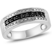 Carat T.W. Black Diamond Sterling Silver Polu-Etenterity prsten