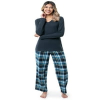 Plod tkalaca žena izvan mekog vrha vafle dugih rukava i flanela donje pidžame, S-4x