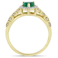 Donje prsten Miabella T. G. W. s smaragd i бриллиантовым naglaskom od 10-karatnog žutog zlata Halo Srce stvoreno