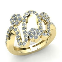 Autentični dijamant okruglog reza od 0,5 karata, ženski vjenčani prsten s valovitim cvijetom za godišnjicu braka
