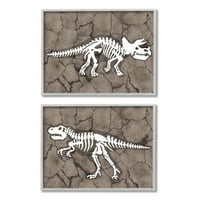 Stupell Industries Dinosaur Skeleton Artifakti Crakirani uzorak Zemlje, 2pc, svaki 20, dizajnirao Daphne Polselli