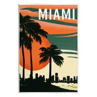 Stupell Industries Tropska Miami Palms Silhouette Grafička umjetnost Umjetnost Umjetnička umjetnost Art Art, dizajn