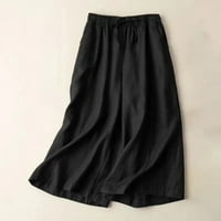Hesxuno ženske hlače Capri, ljetni klirens plus veličina obrezane hlače elastično struk Ravne široke nogu hlače