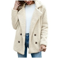 Ženski kaputi i jakne-ženska topla jakna zimski jednobojni kaput s odbijenim ovratnikom gornja odjeća od ovčje