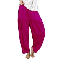 Ženske hlače u donjem dijelu ženske ljetne jednobojne pamučne i lanene hlače Plus size casual široke hlače za