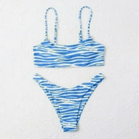 Kupaći kostimi Modni Ženski prugasti dvodijelni kupaći kostim s višebojnim printom Temperamentni Bikini na plaži