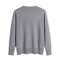 Ženski pleteni kardigani u obliku slova U u obliku slova U za jesen i zimu Plus size, džemperi u sivoj boji, veličina