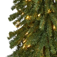 Gotovo prirodni bistri prelitni vođeni zeleni ukrašeni vitki božićno drvce, 6 '