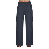 Nova ljetna moda, Axxd teretne hlače hlače Rade Solid Pocket Full Hlače joge hlače za žene plus mornaricu za čišćenje