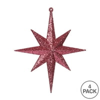 Božićni ukras Betlehemska zvijezda u boji fuksije s Iridescentnim šljokicama od 9, u kutiji