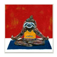 Sloth joga smiješna životinjska crvena plava uokvirena slikanje umjetničkih otisaka