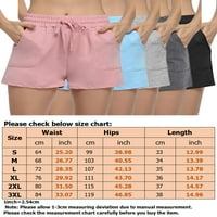 + / Ženske Ležerne kratke hlače za plažu s elastičnim strukom i džepovima na vezicama, ljetne kratke hlače, jednobojne