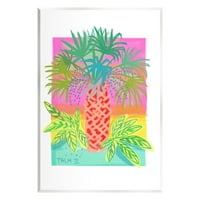 Stupell Industries Neon Palm Tree Botanicals Tropska obalna lišća Grafička umjetnost Umjetnost Umjetnička umjetnost,