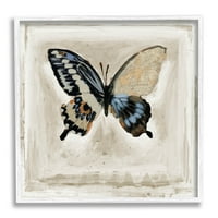 Stupell Industries leptir krila kvadratna granica slika bijela uokvirena umjetnička tiskana zidna umjetnost, dizajn