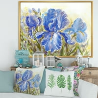 DesignArt 'Blue Irises cvjeta cvjetovi tradicionalno uokvireno platno zidne umjetničke tiska
