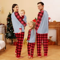 Obiteljska božićna pidžama, Set dugih pidžama za muškarce, žene i djecu, pidžama s okruglim vratom s dugim rukavima,