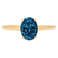 1,0CT Oval Cut Natural London Blue TopAz 14K Angažiranog prstena za angažiranje žutog zlata 4,25