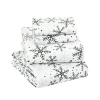 Set posteljine od pamuka od mekanih i ugodnih Flanelskih plahti s dubokim džepovima-sive snježne pahulje