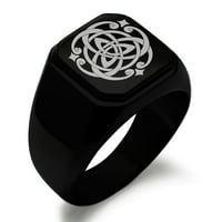 Uglačani prsten s pečatom u biciklističkom stilu s ugraviranim keltskim Trikvetrom u obliku srca od nehrđajućeg