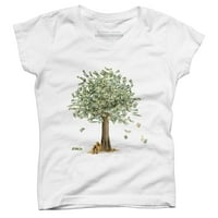 Raste li novac na drveću? Crna majica s grafičkim uzorkom za djevojčice-dizajn Iz e-maila