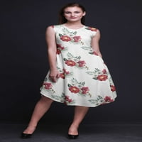 Ženska ležerna ljetna haljina Bez rukava s cvjetnim printom do koljena-do koljena-Plus veličine