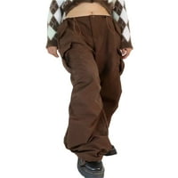 Žene Y2K Bagggy Cargo hlače izvučene s niskim strukom labave hlače s više džepova ulice ulice