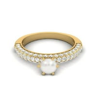 Okrugli oblik biser sterling srebro zlato vermeil pasijans ženski zaručnički prsten