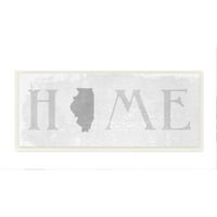 Stupell Industries, Illinois, karta države Illinois, Sivi neutralni teksturirani dizajn riječi, zidna ploča Daphne