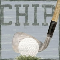 Reid, tara Black uokvirena suvremena muzejska umjetnička gravura pod nazivom Dani golfa neutralno -Chip