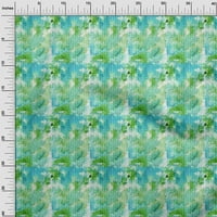 Jednobojna pamučna tkanina u tirkizno zelenoj boji s lišćem i cvjetnom teksturom, Uradi Sam tkanina za prošivanje