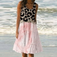 Ženska haljina s naramenicama ljetna ležerna gradijentna boja s okruglim vratom bez rukava nabrana Svečana plaža