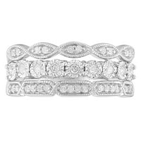 3-slojni dijamantni prsten od srebra