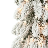 Vrijeme odmora 7ft unaprijed osvijetljena olovka za olovku Alpsko umjetničko božićno drvce, zeleno, 7 ', bistro