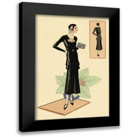 Vintage Fashion Black Modern Framed muzejski umjetnički tisak pod nazivom - Modeli Originaur: Slojevite crne haljine