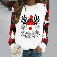 Ženska dukvica božićna posada s dugim rukavima jelena jelena tiskana kapuljača Xmas Holiday fit bluza bluza