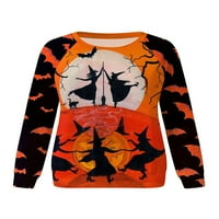 Twebirt Women Halloween s crtanim printom casual labave majice za pulover dugih rukava