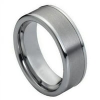 Prstenovi 021 made s poliranim sjajnim reljefnim rubom volfram Prsten - Veličina 8,5