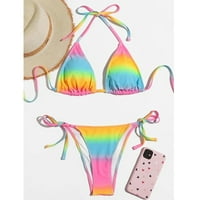 Ženski bikini kupaći kostim s dvije noge, set visokog struka, tiskani čipkasti kupaći kostim, Tankini Set