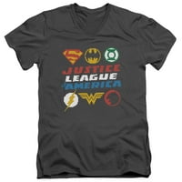 JLA - Pixel Logos - Slim Fit v Majica vrata - xx -velika