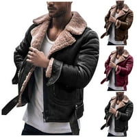 SNGXGN muški klasični zip zip prednji jakni jakna flanel kaputi muške jakna, crna, veličina 2xl